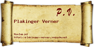 Plakinger Verner névjegykártya